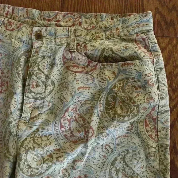 Lauren Ralph Lauren Linen Blend Ankle Paisley Straight Leg Pants Size 14 - Picture 5 of 7